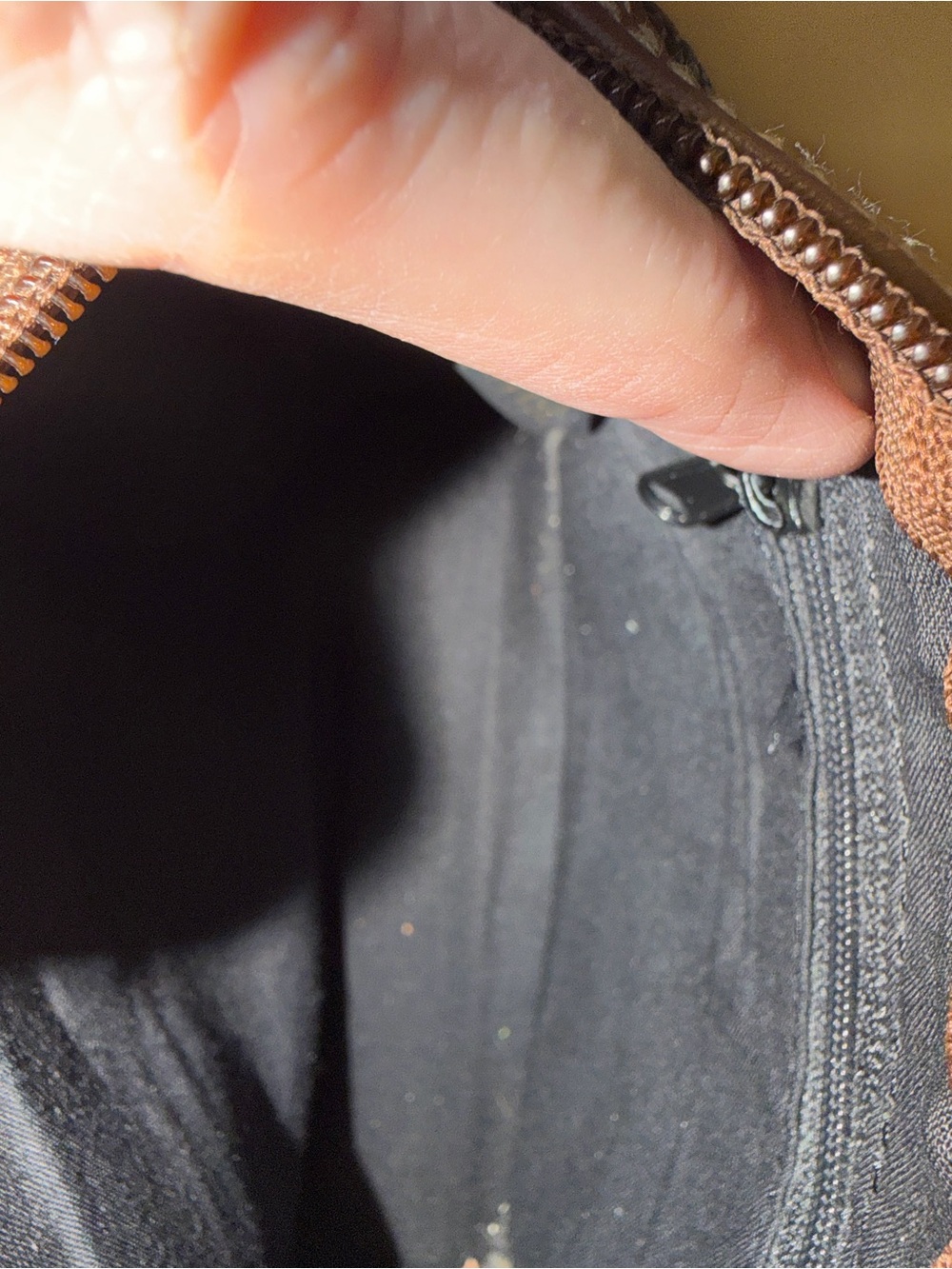 Esprit Navy Plaid Crossbody Bag with Brown Trim - Picture 9 of 10